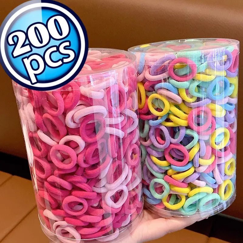 100/200PCS Women Girls Colorful Nylon Elastic Hair Bands - Beauty Accessories Now