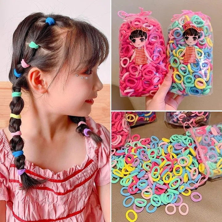 100/200PCS Women Girls Colorful Nylon Elastic Hair Bands - Beauty Accessories Now