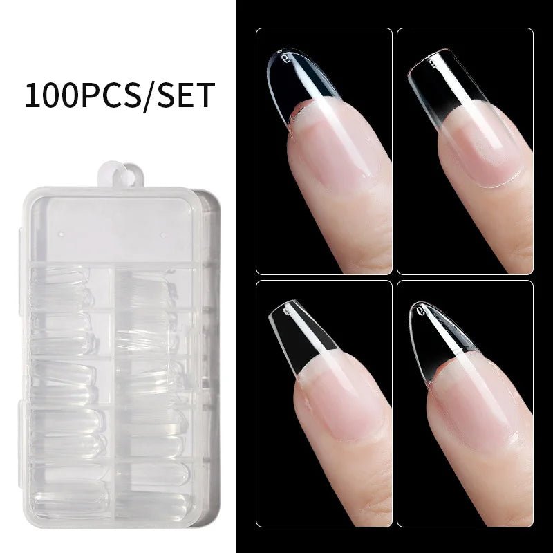 120 Pcs Boxed Transparent Coffin Ballet Fake Nails - Beauty Accessories Now