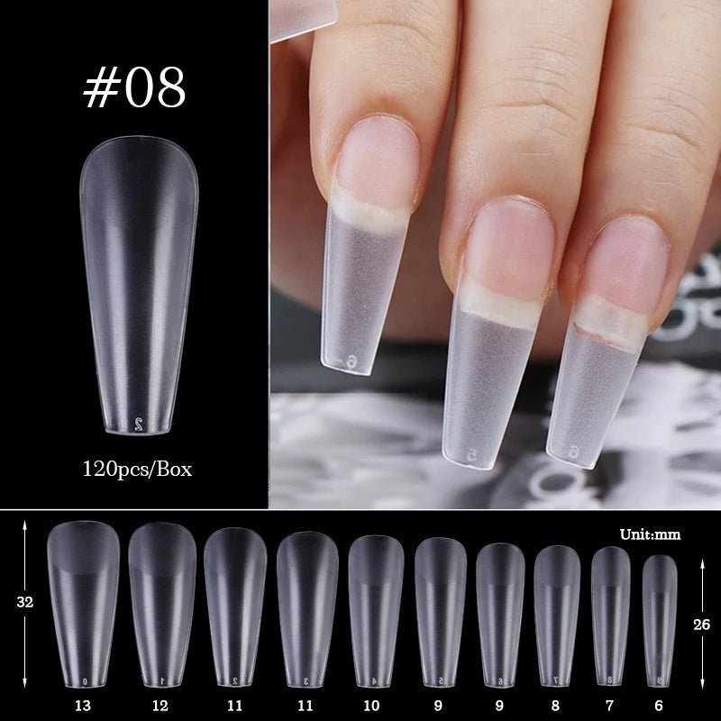 120 Pcs Boxed Transparent Coffin Ballet Fake Nails - Beauty Accessories Now