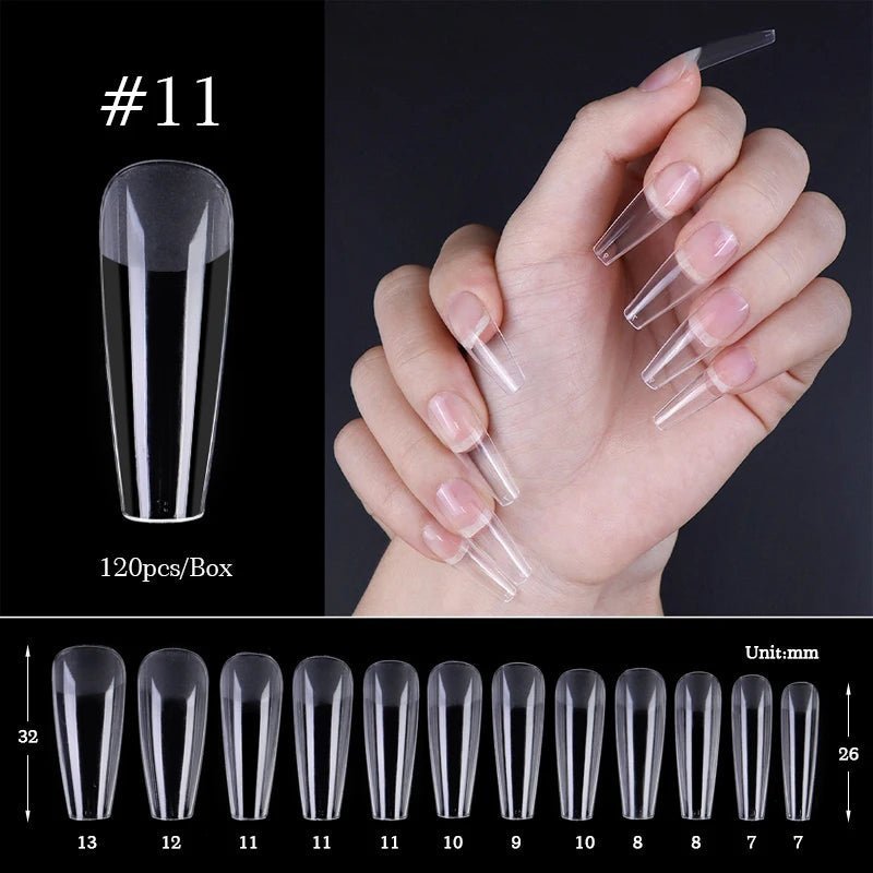 120 Pcs Boxed Transparent Coffin Ballet Fake Nails - Beauty Accessories Now