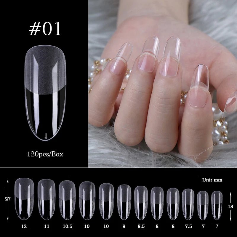 120 Pcs Boxed Transparent Coffin Ballet Fake Nails - Beauty Accessories Now