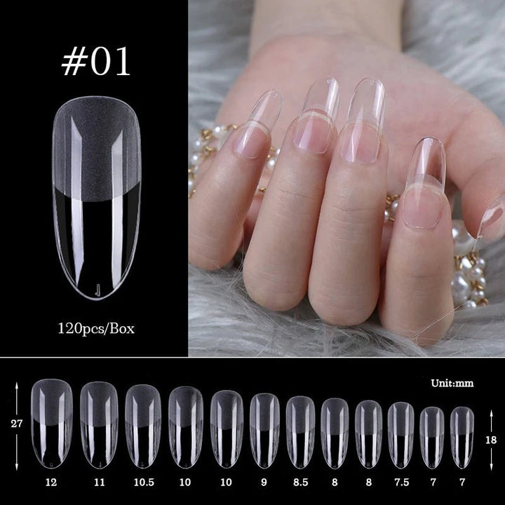 120 Pcs Boxed Transparent Coffin Ballet Fake Nails - Beauty Accessories Now
