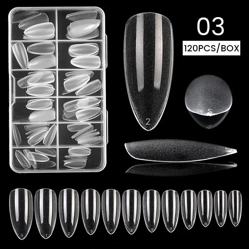 120 Pcs Boxed Transparent Coffin Ballet Fake Nails - Beauty Accessories Now