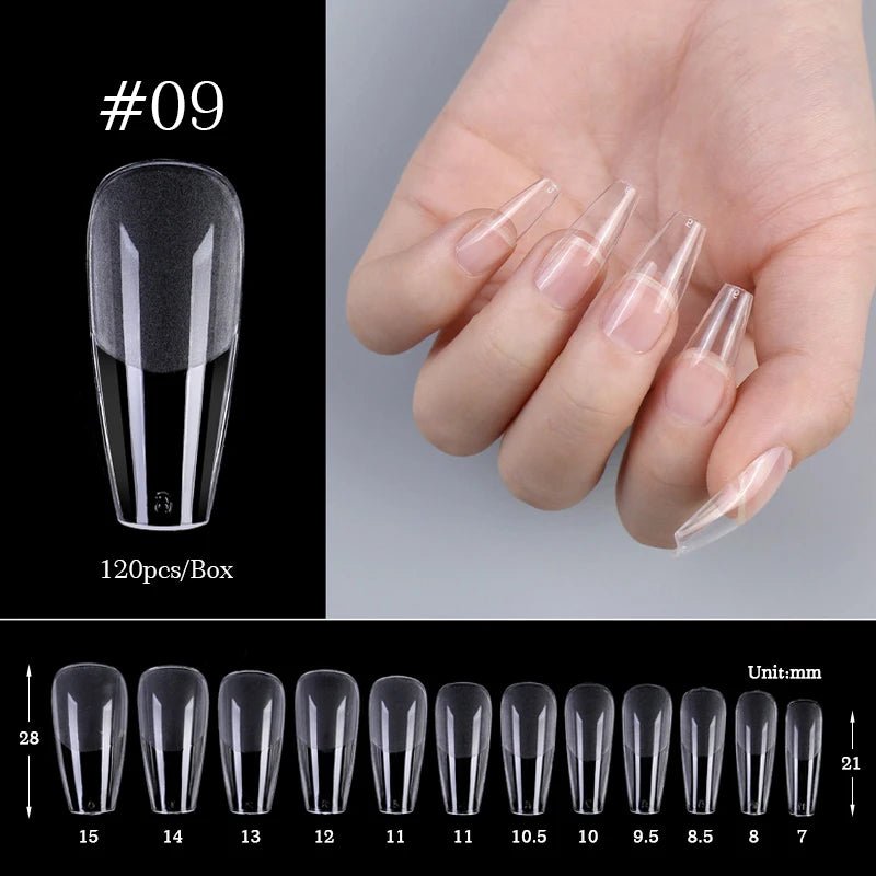 120 Pcs Boxed Transparent Coffin Ballet Fake Nails - Beauty Accessories Now