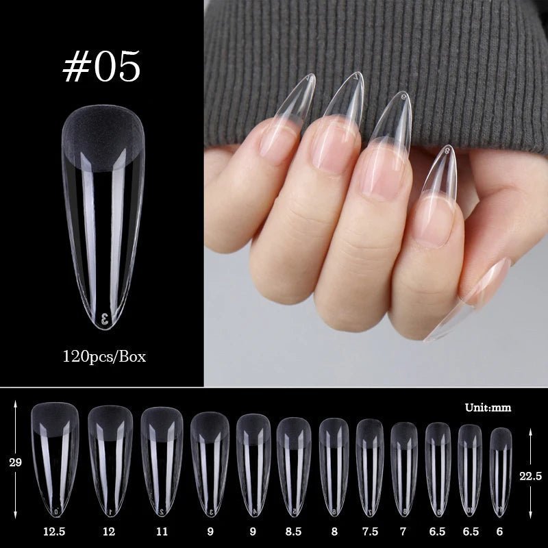 120 Pcs Boxed Transparent Coffin Ballet Fake Nails - Beauty Accessories Now