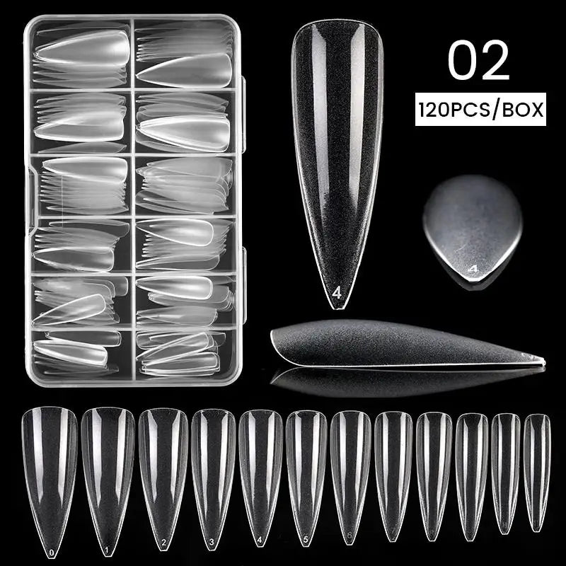 120 Pcs Boxed Transparent Coffin Ballet Fake Nails - Beauty Accessories Now