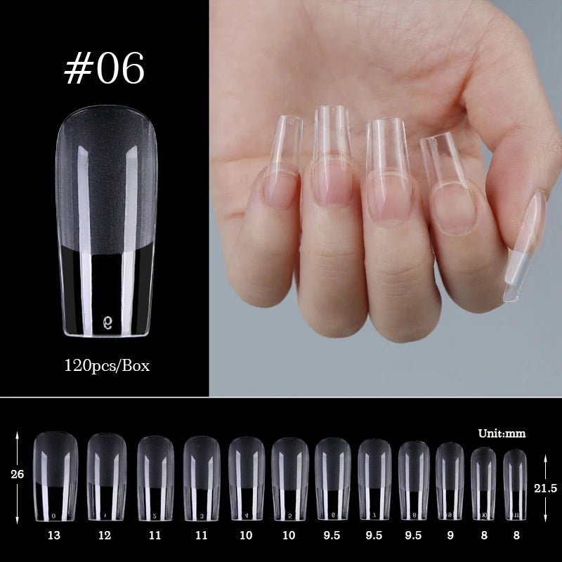 120 Pcs Boxed Transparent Coffin Ballet Fake Nails - Beauty Accessories Now