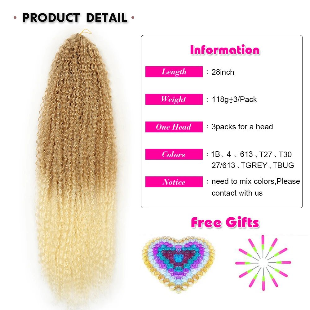 20 - 28 Inch Afro Kinky Curly Crochet Braids Hair - Beauty Accessories Now