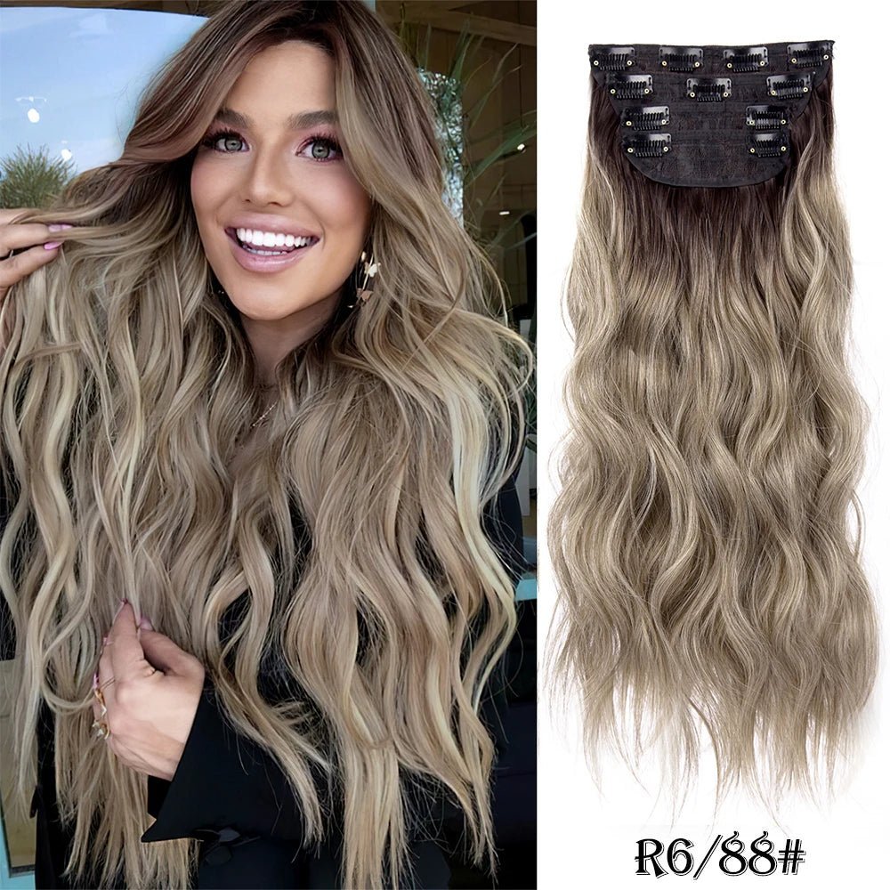 20Inch Synthetic Hair Clip In Long Wavy Thick Hairpieces For Women - Beauty Accessories Now