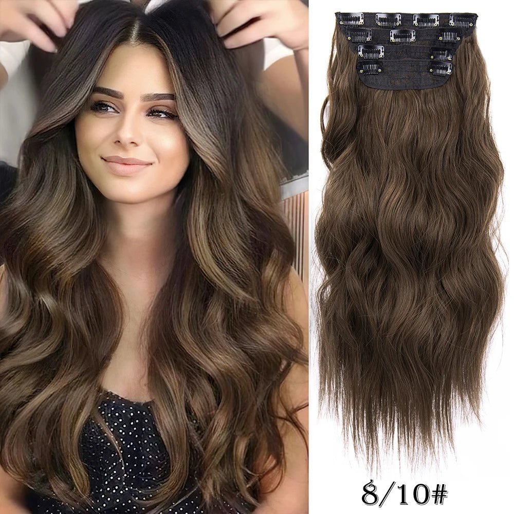 20Inch Synthetic Hair Clip In Long Wavy Thick Hairpieces For Women - Beauty Accessories Now