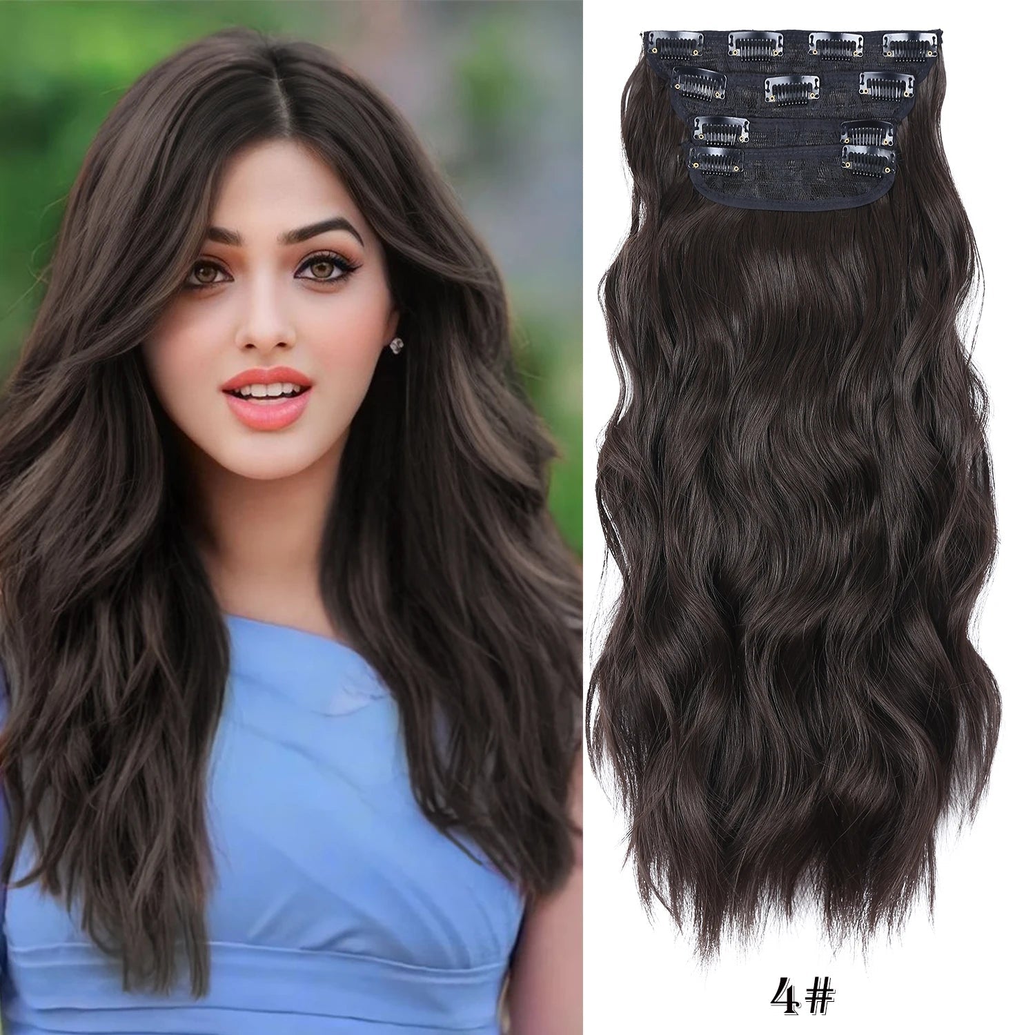 20Inch Synthetic Hair Clip In Long Wavy Thick Hairpieces For Women - Beauty Accessories Now