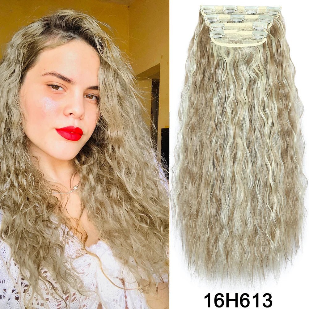 20Inch Synthetic Hair Clip In Long Wavy Thick Hairpieces For Women - Beauty Accessories Now