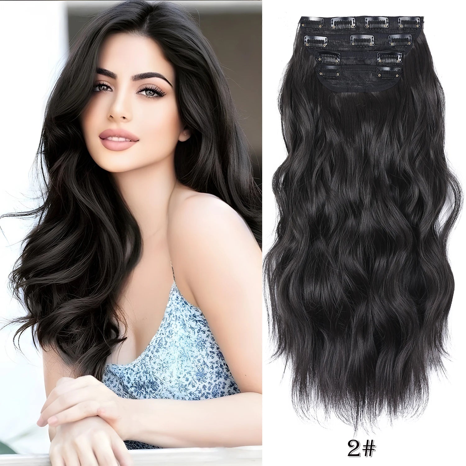 20Inch Synthetic Hair Clip In Long Wavy Thick Hairpieces For Women - Beauty Accessories Now