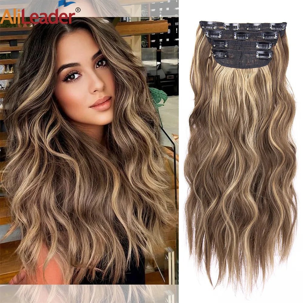 20Inch Synthetic Hair Clip In Long Wavy Thick Hairpieces For Women - Beauty Accessories Now