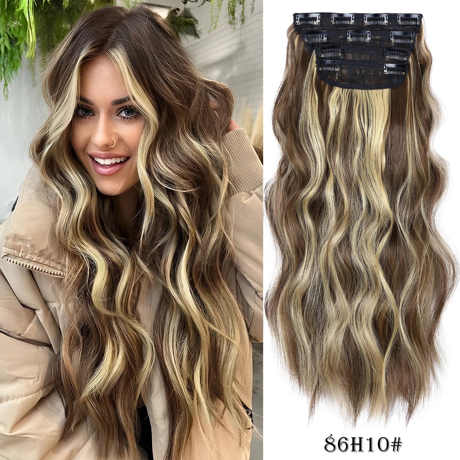 20Inch Synthetic Hair Clip In Long Wavy Thick Hairpieces For Women - Beauty Accessories Now