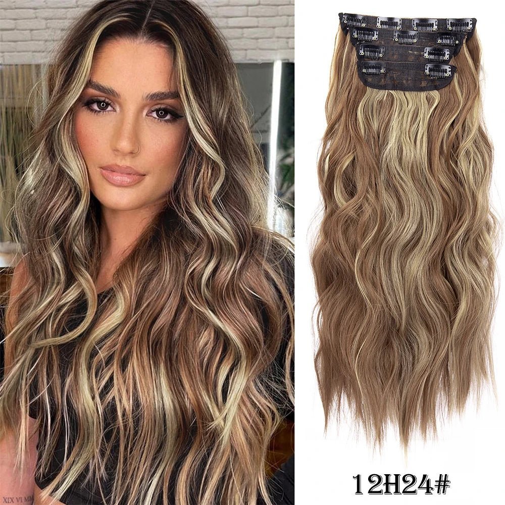 20Inch Synthetic Hair Clip In Long Wavy Thick Hairpieces For Women - Beauty Accessories Now