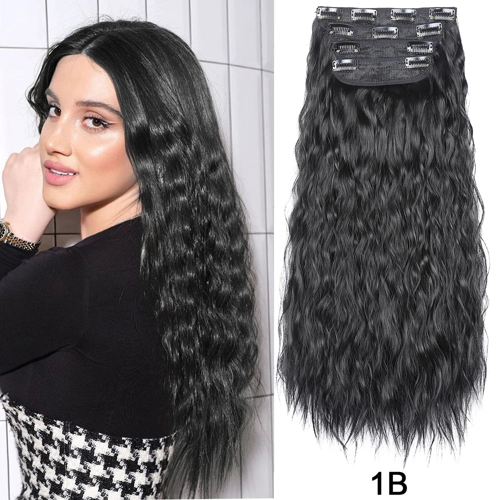 20Inch Synthetic Hair Clip In Long Wavy Thick Hairpieces For Women - Beauty Accessories Now