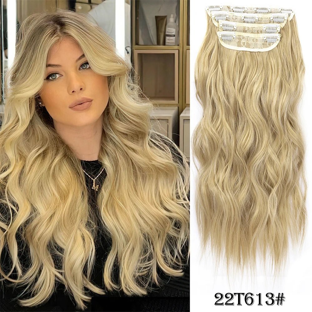 20Inch Synthetic Hair Clip In Long Wavy Thick Hairpieces For Women - Beauty Accessories Now