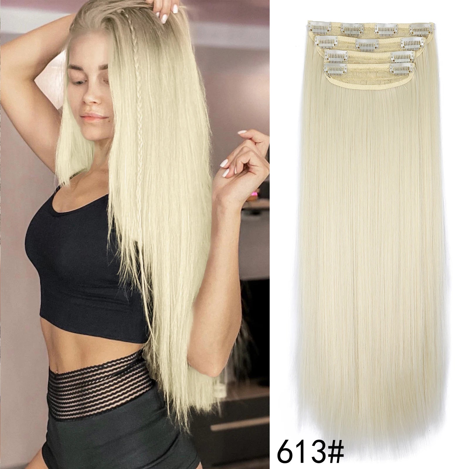 20Inch Synthetic Hair Clip In Long Wavy Thick Hairpieces For Women - Beauty Accessories Now