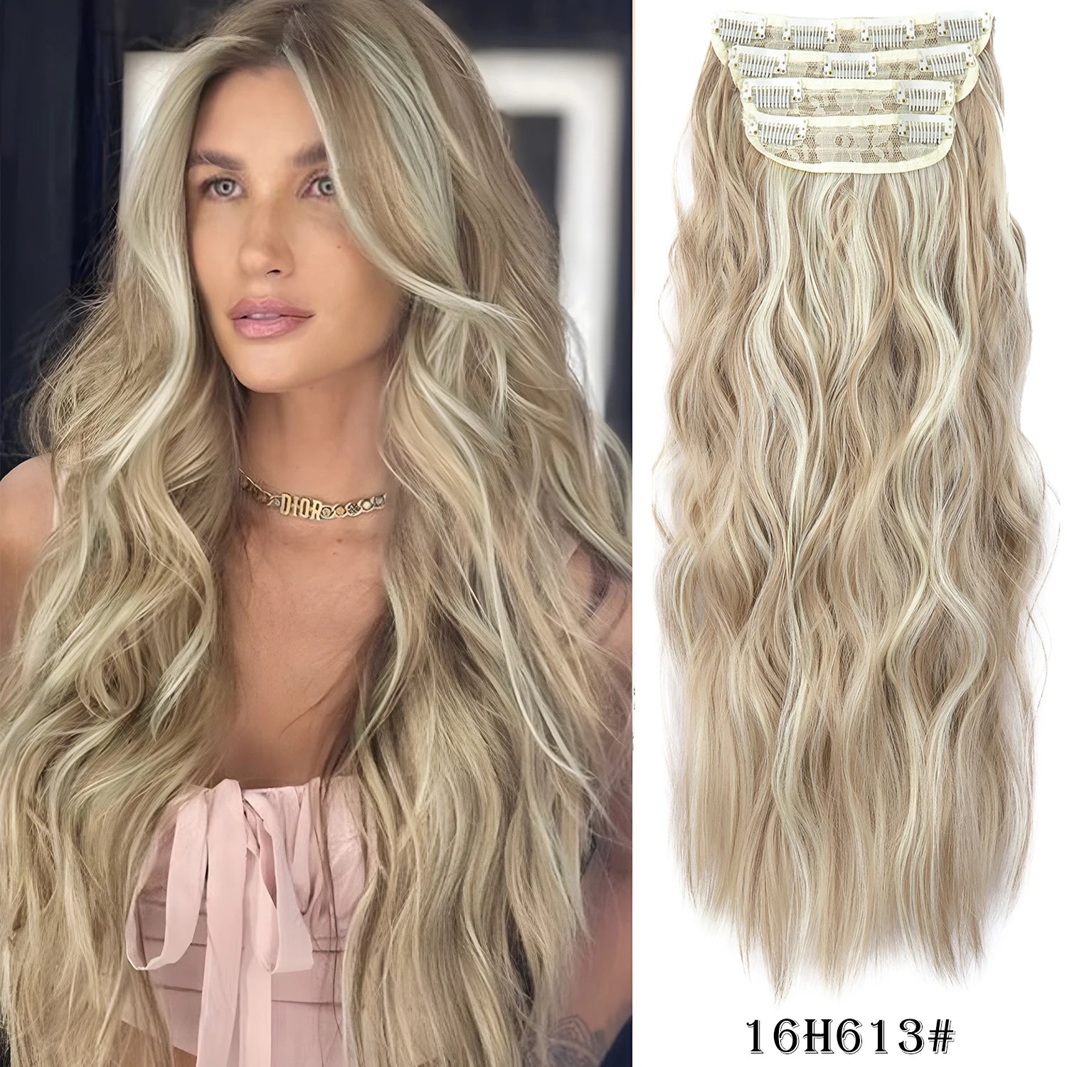 20Inch Synthetic Hair Clip In Long Wavy Thick Hairpieces For Women - Beauty Accessories Now