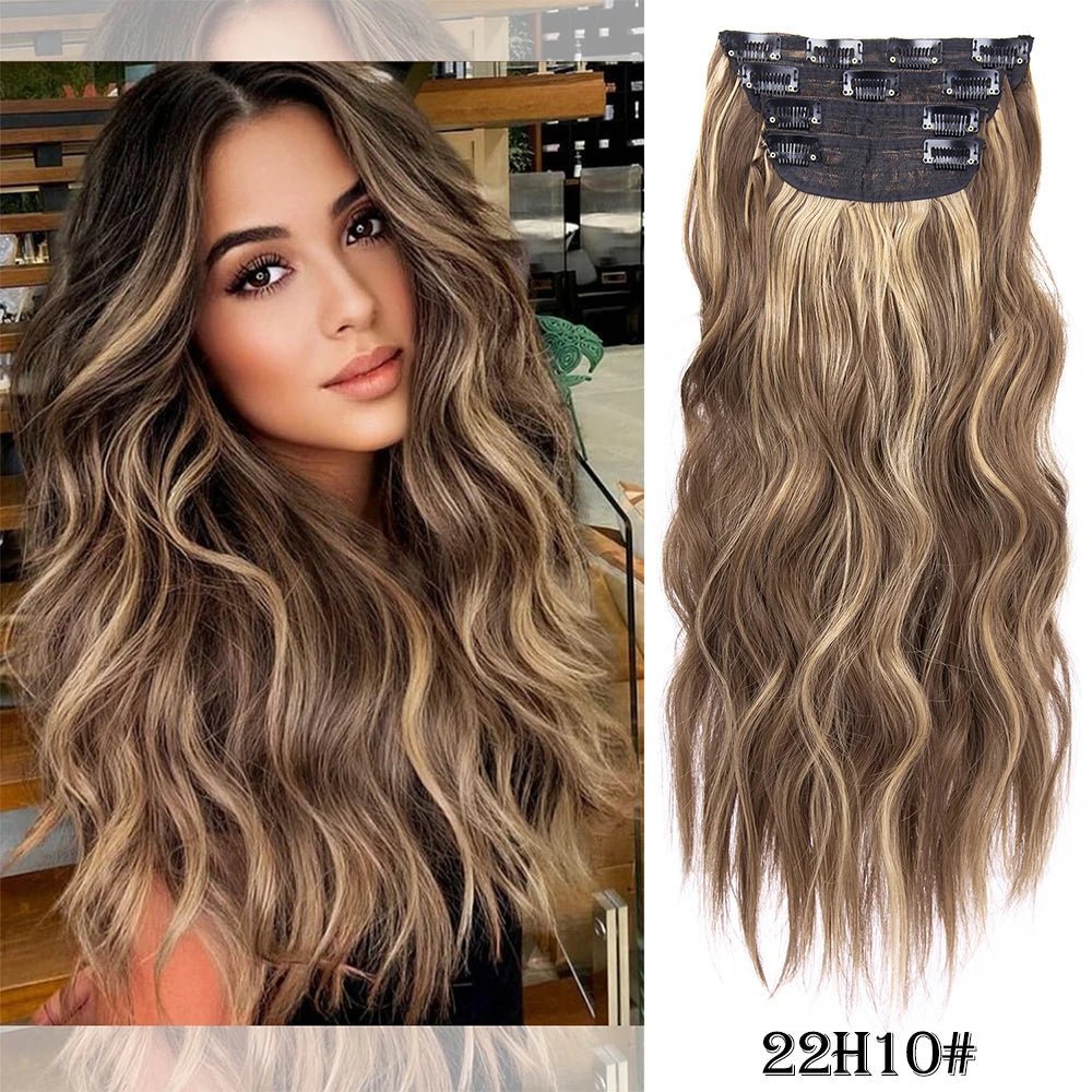 20Inch Synthetic Hair Clip In Long Wavy Thick Hairpieces For Women - Beauty Accessories Now