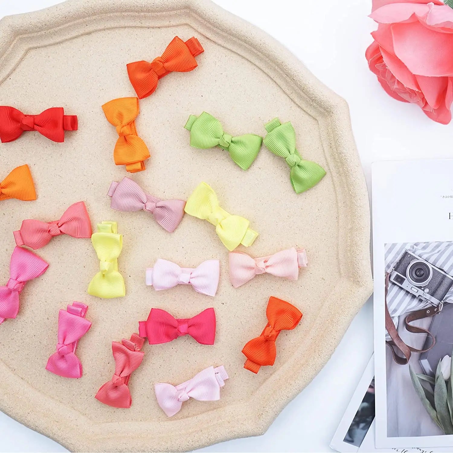 20pcs Solid Ribbon Bowknot Hair Clips - Beauty Accessories Now