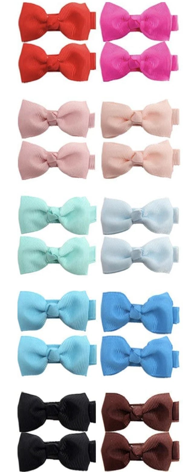 20pcs Solid Ribbon Bowknot Hair Clips - Beauty Accessories Now