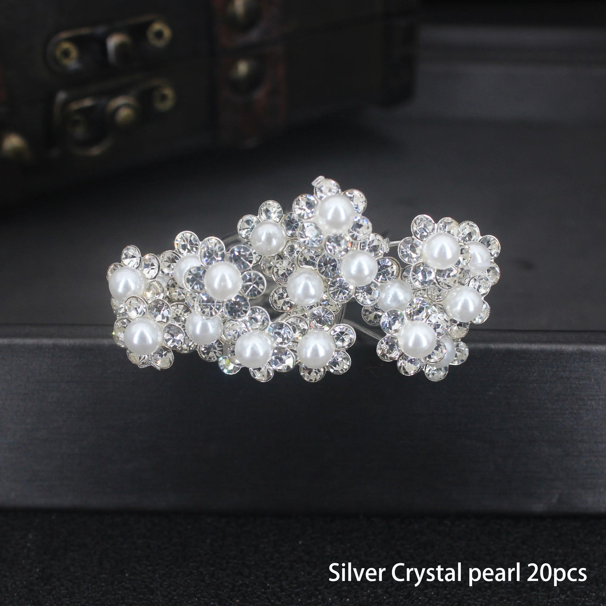 20Pcs Women Bridal Wedding Crystal Diamante Flower U Shape Hairpin - Beauty Accessories Now