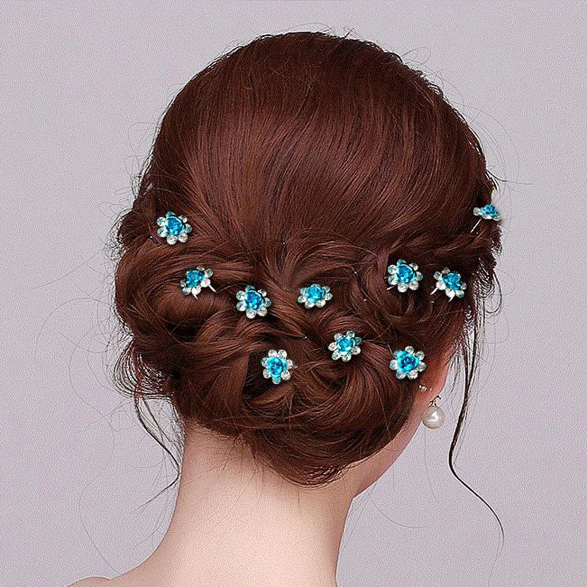 20Pcs Women Bridal Wedding Crystal Diamante Flower U Shape Hairpin - Beauty Accessories Now