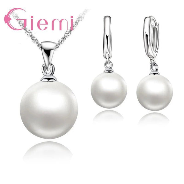 3 Color Option White/Black/Pink Pearl Jewelry Sets Luxury - Beauty Accessories Now