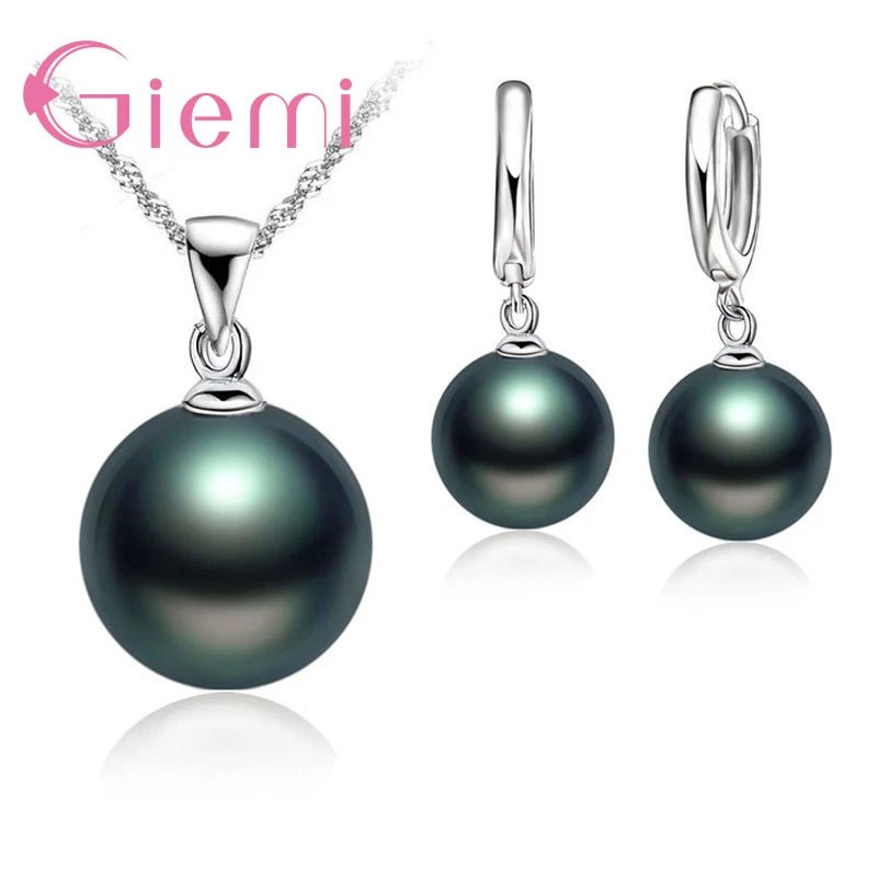 3 Color Option White/Black/Pink Pearl Jewelry Sets Luxury - Beauty Accessories Now