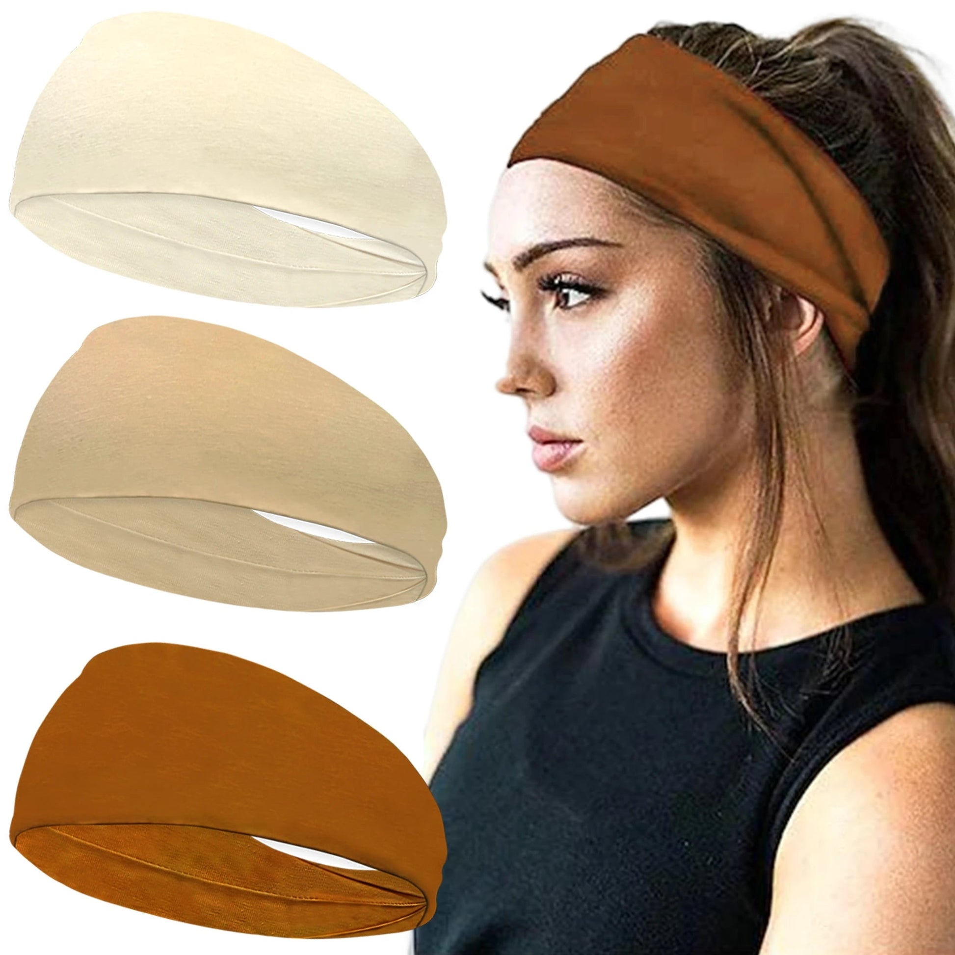 3Pcs Women Headband Solid Twist Cotton Wide Turban - Beauty Accessories Now