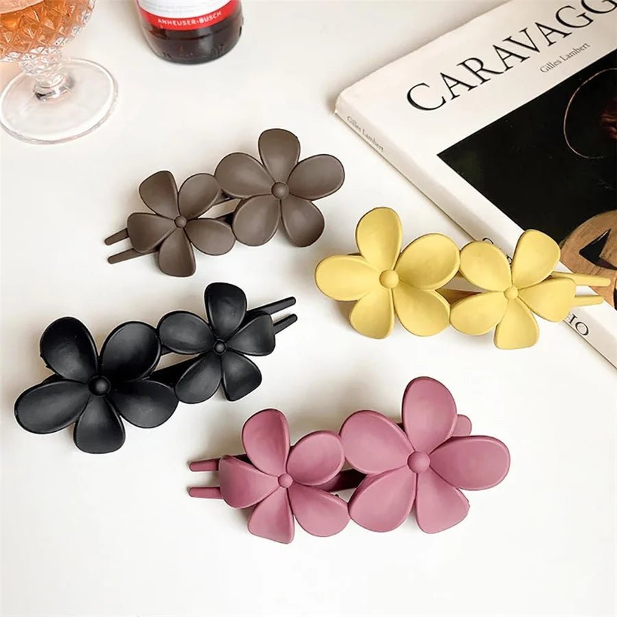 4Pcs flower Hair Clips Matte French Hair Barrette - Beauty Accessories Now