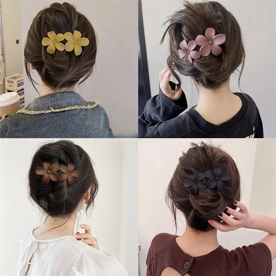 4Pcs flower Hair Clips Matte French Hair Barrette - Beauty Accessories Now