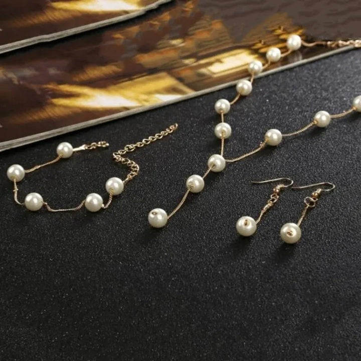 4pcs Gold - color Necklace Earring Bracelet Set - Beauty Accessories Now