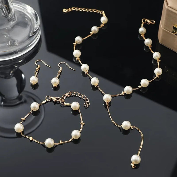 4pcs Gold - color Necklace Earring Bracelet Set - Beauty Accessories Now
