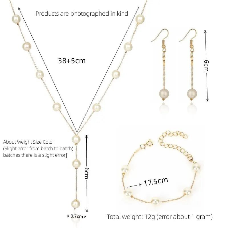 4pcs Gold - color Necklace Earring Bracelet Set - Beauty Accessories Now