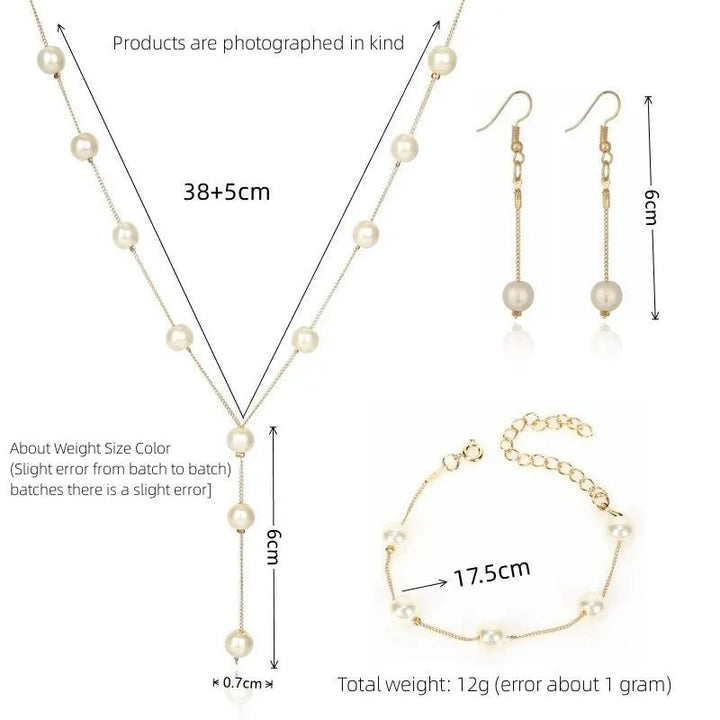 4pcs Gold - color Necklace Earring Bracelet Set - Beauty Accessories Now