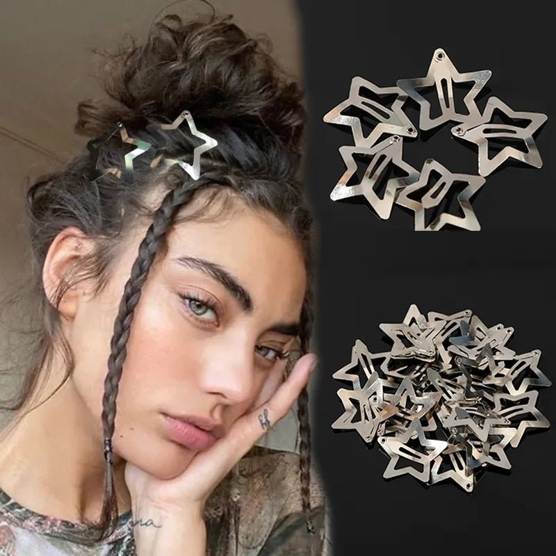 50pcs Sliver Y2K Star BB Hair Clips for Girls - Beauty Accessories Now