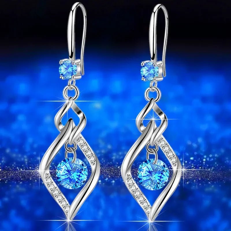 925 Sterling Silver Crystal Zircon Earrings - Beauty Accessories Now