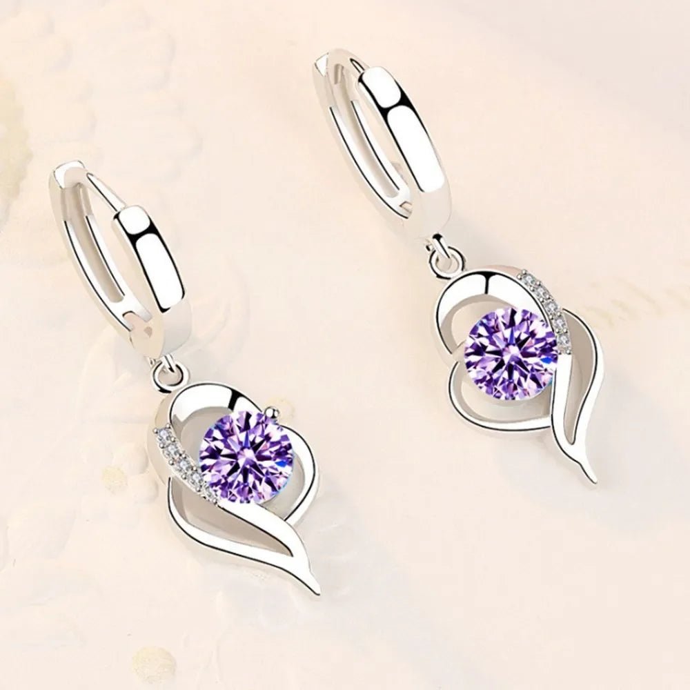 925 Sterling Silver Crystal Zircon Earrings - Beauty Accessories Now