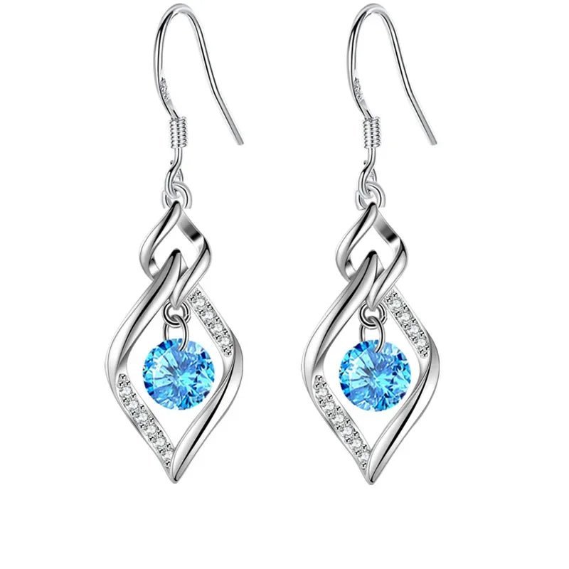 925 Sterling Silver Crystal Zircon Earrings - Beauty Accessories Now