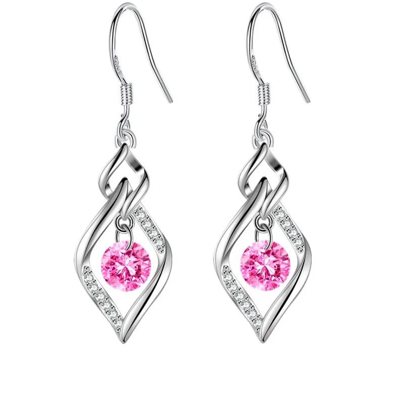 925 Sterling Silver Crystal Zircon Earrings - Beauty Accessories Now