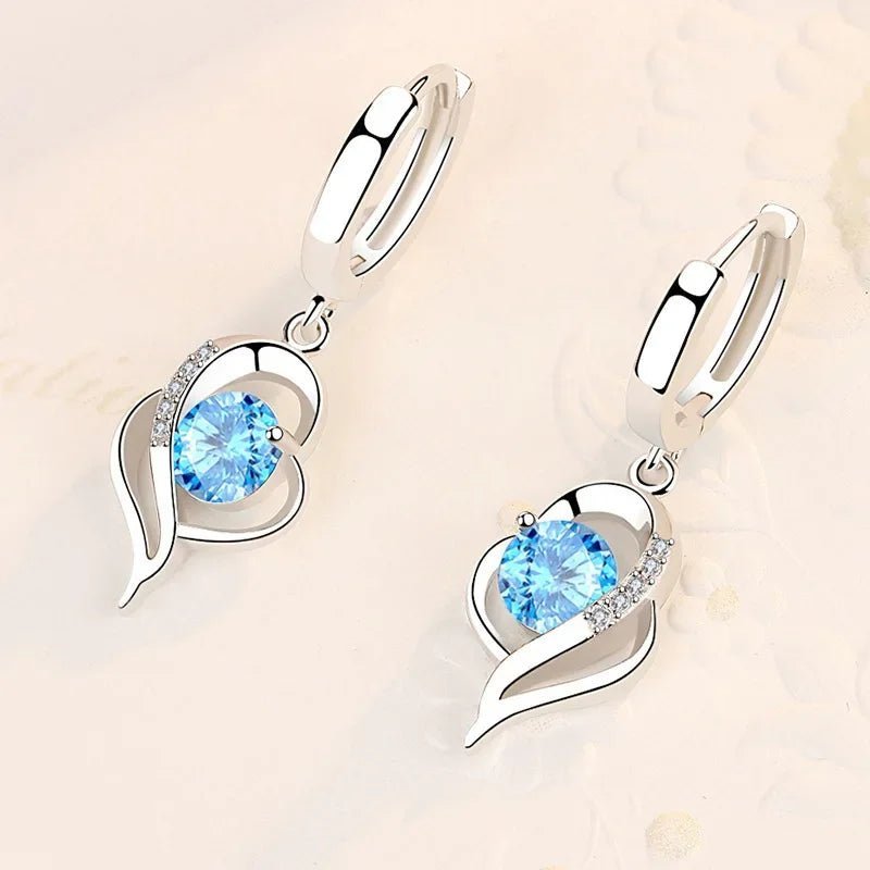 925 Sterling Silver Crystal Zircon Earrings - Beauty Accessories Now