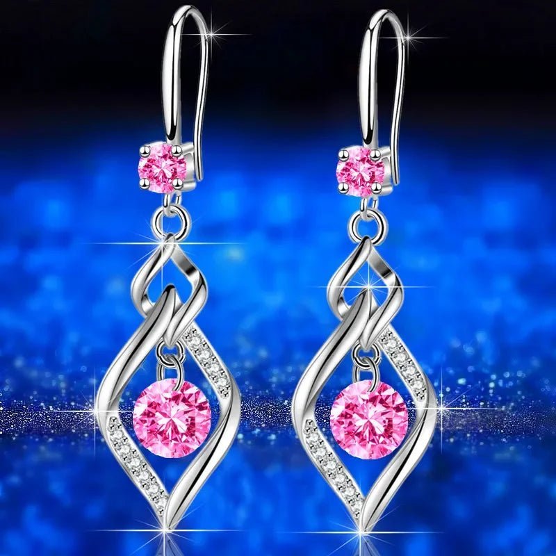 925 Sterling Silver Crystal Zircon Earrings - Beauty Accessories Now