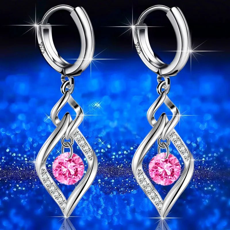 925 Sterling Silver Crystal Zircon Earrings - Beauty Accessories Now