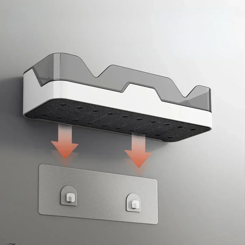 Black Wall-Mounted Corner Shelf – Modern Floating Storage Rack
