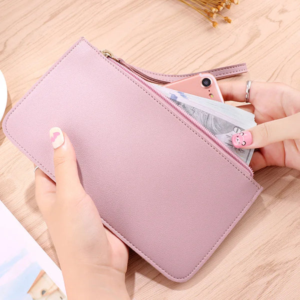 Solid Color Leather Wallet