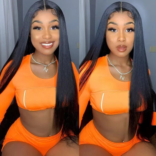 Lace Front Human Hair Wigs-Straight